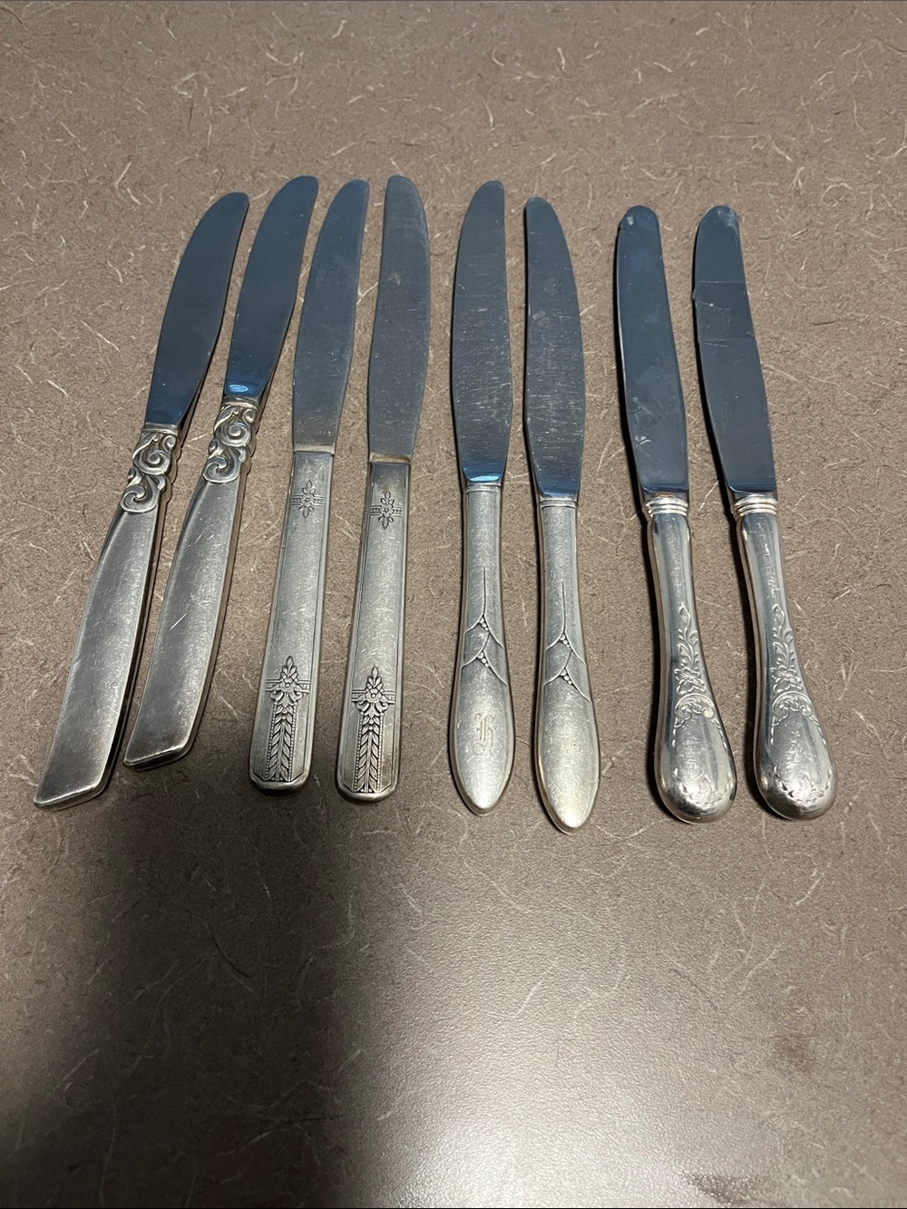 Vintage Silverplate Dinner Knife Set - 8 Piece-Birks Stainless & misc
